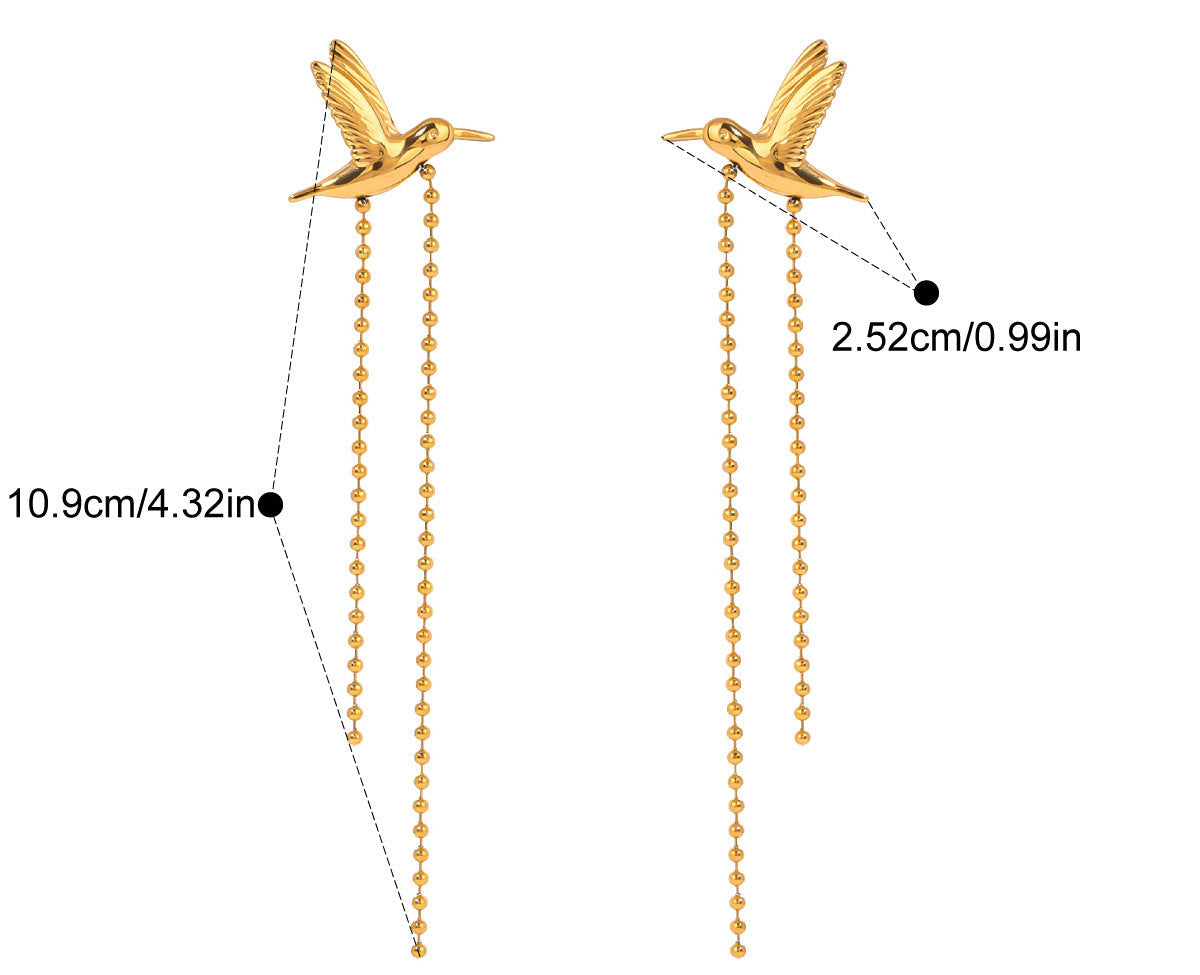 Golden Peace Dove Tassel Earrings