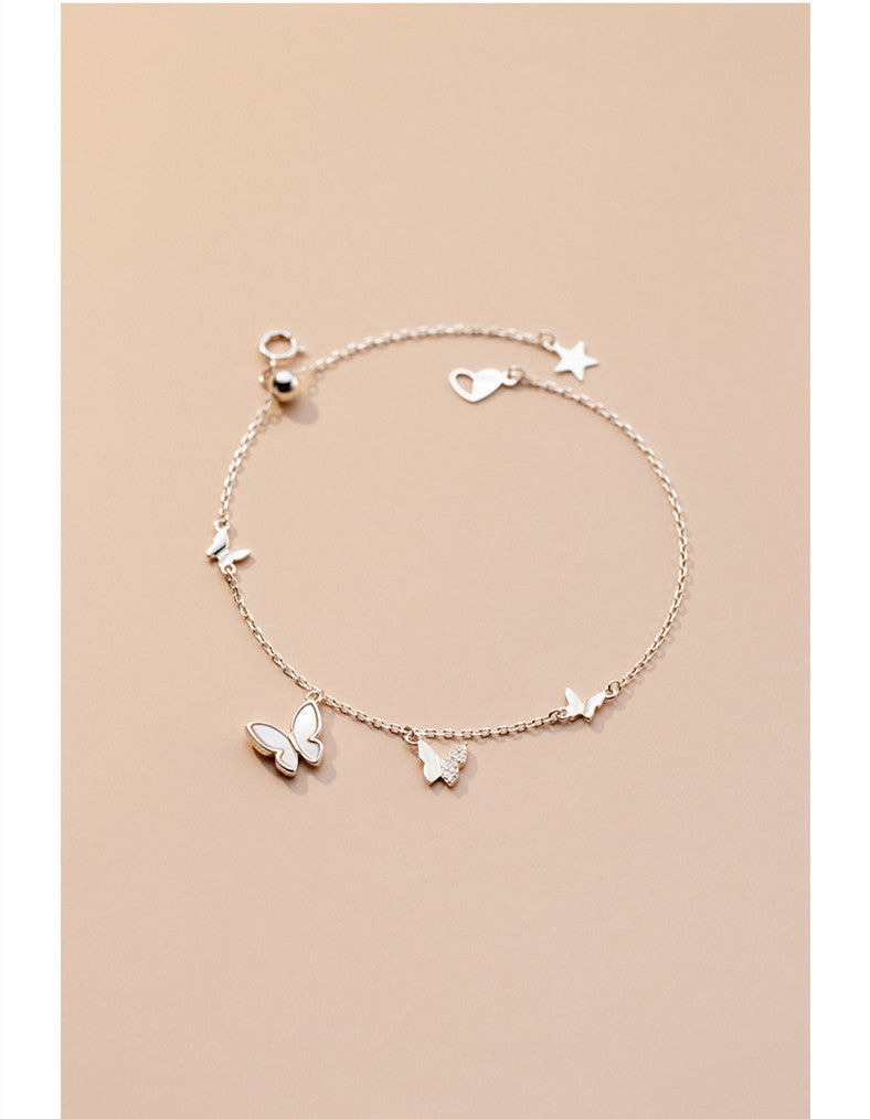 Butterfly Pearl Charm Bracelet