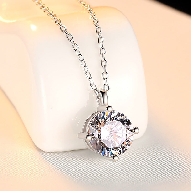 Luminous Silver Diamond Pendant Necklace