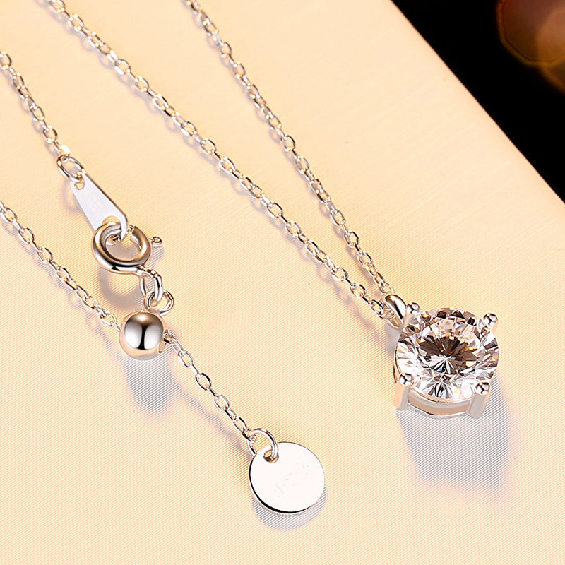 Luminous Silver Diamond Pendant Necklace