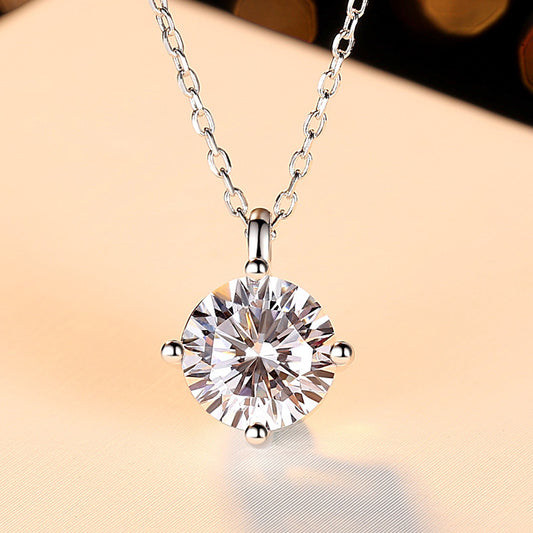 Luminous Silver Diamond Pendant Necklace