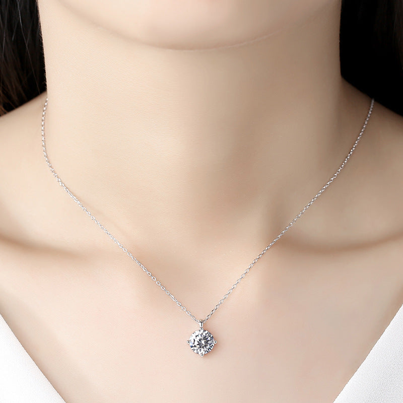 Luminous Silver Diamond Pendant Necklace