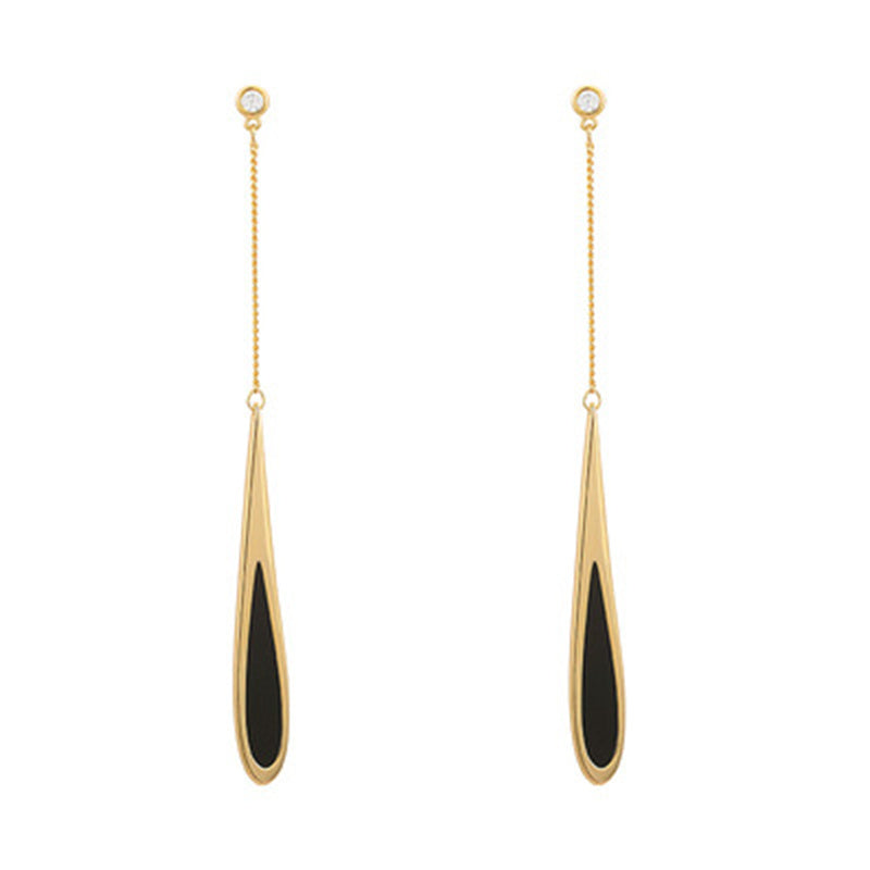 Black Tear Drop Dangles Earring