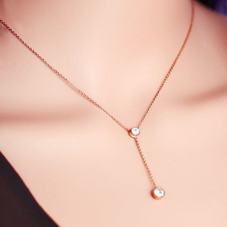 Elegant 2 Drop Dainty Necklace