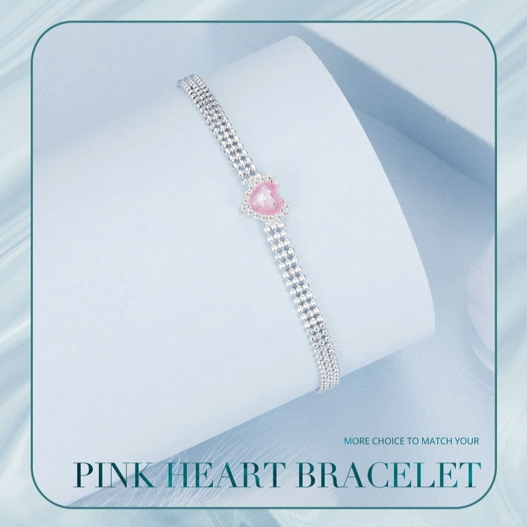 Sparkling Pink Love Heart Bracelet