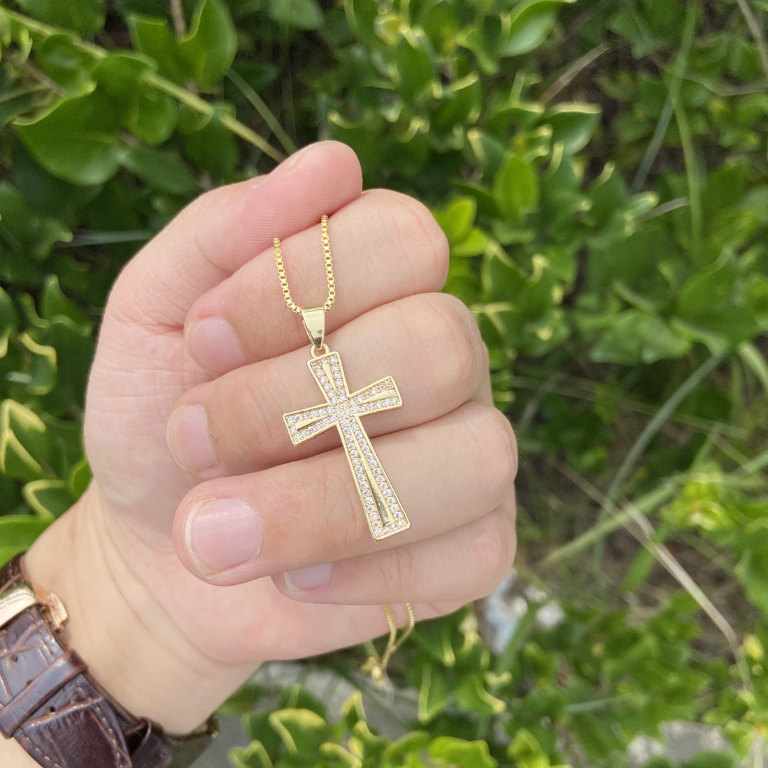 Golden Cross Grace Pendant Necklace