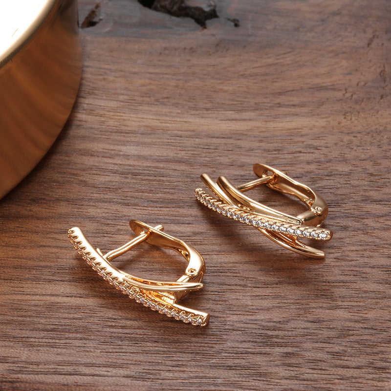 Elegant Zircon Lines Earring