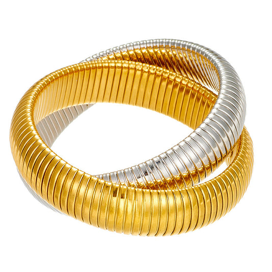 Golden Intertwined Snake Bone Bracelet