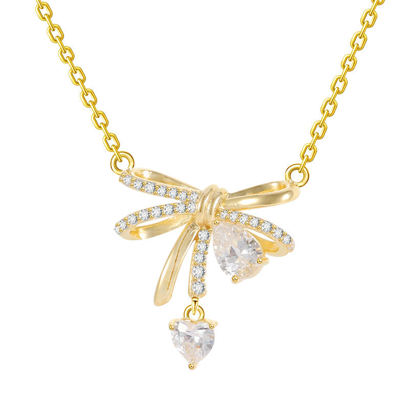 Sparkling Crystal Bow Love Necklace