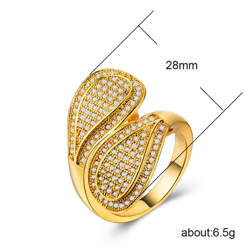 Golden Pavé Teardrop Ring