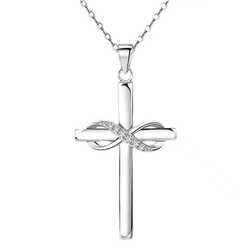 Infinity Loop on Cross Pendant Necklace