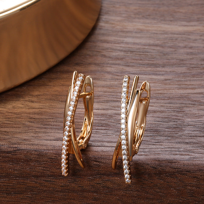 Elegant Zircon Lines Earring