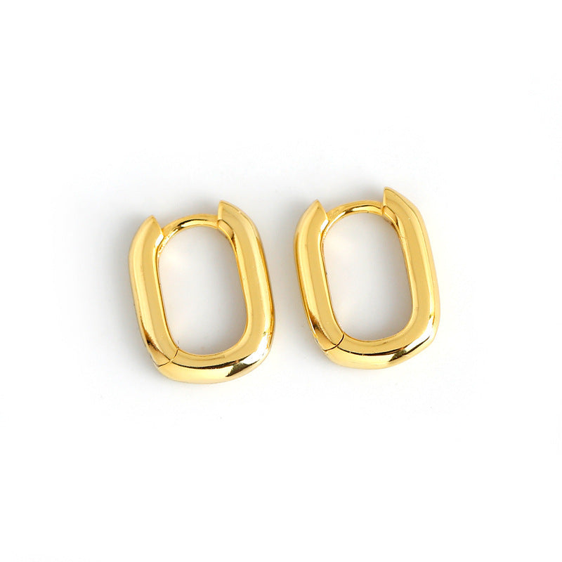 Golden Rectangular Huggies Earring