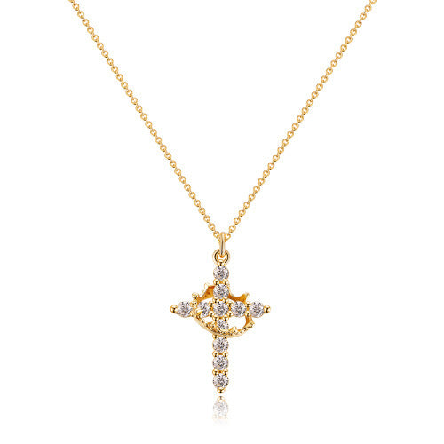 Diamond Cross Amulet Pendant Necklace