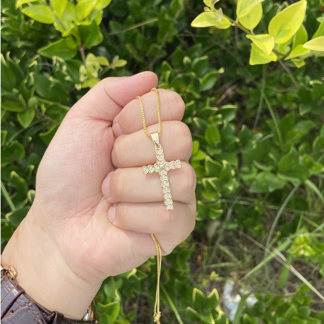 Golden Cross Grace Pendant Necklace