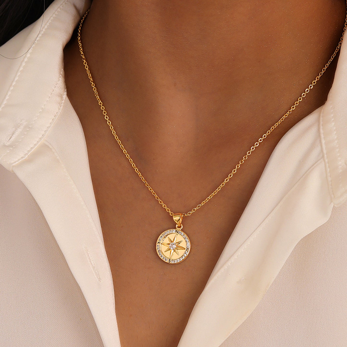 Gilded Compass Necklace