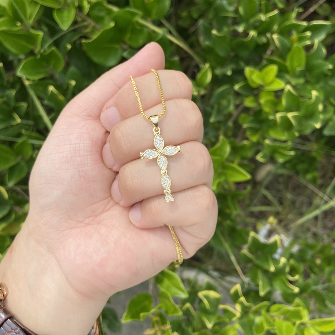 Golden Cross Grace Pendant Necklace