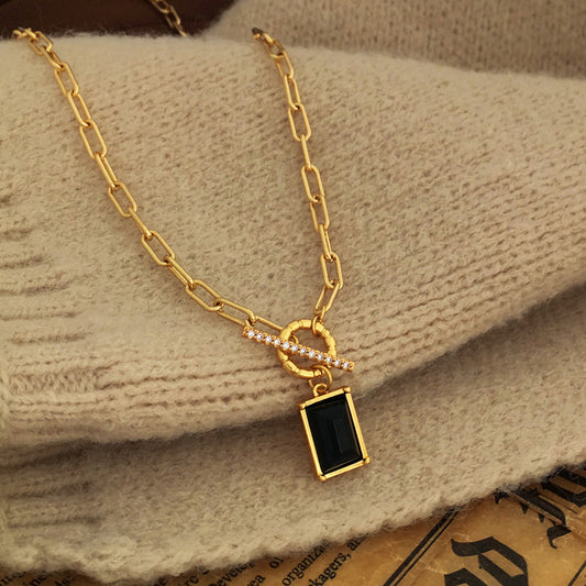 Vintage Dark Drop Chain Necklace