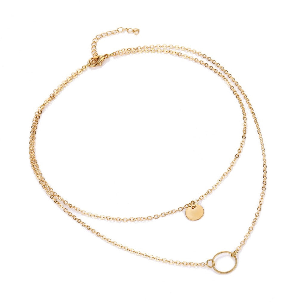 Chic Dual Disc Choker Necklace