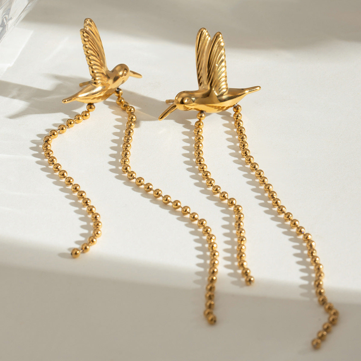 Golden Peace Dove Tassel Earrings