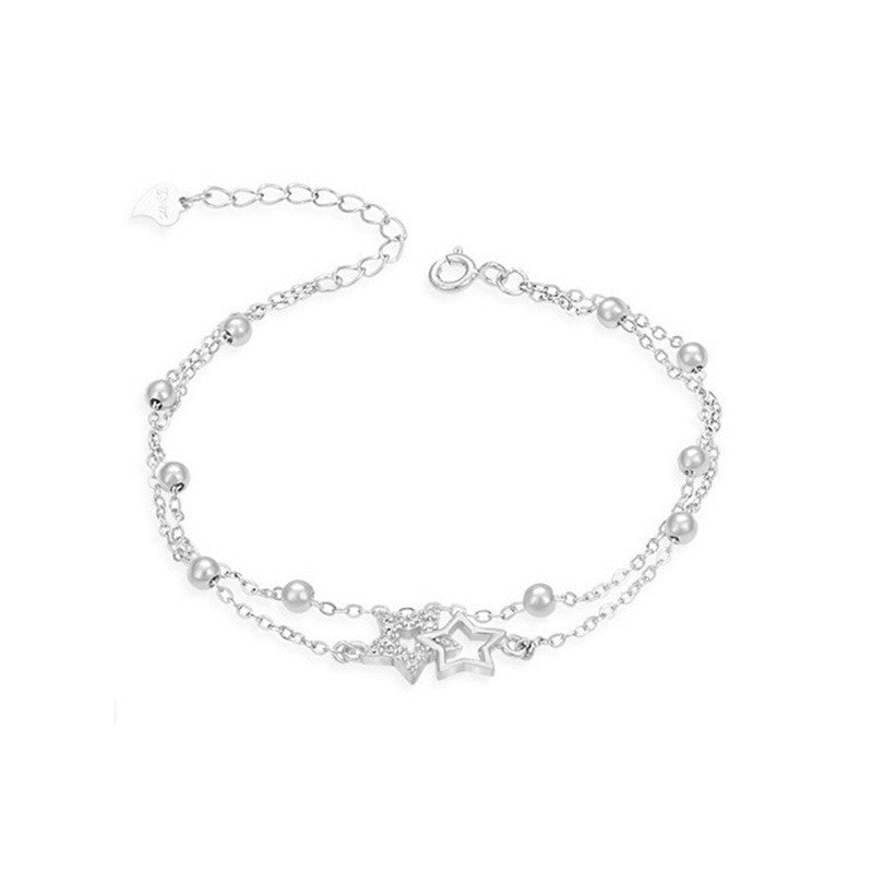 Silver Star Double Chain Bracelet