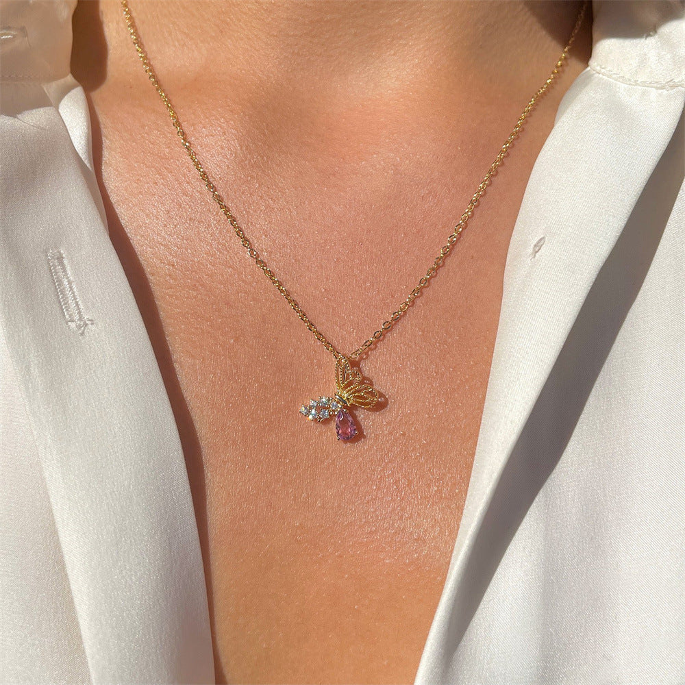 Sparkling Butterfly Grace Necklace