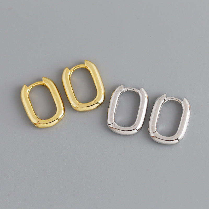 Golden Rectangular Huggies Earring