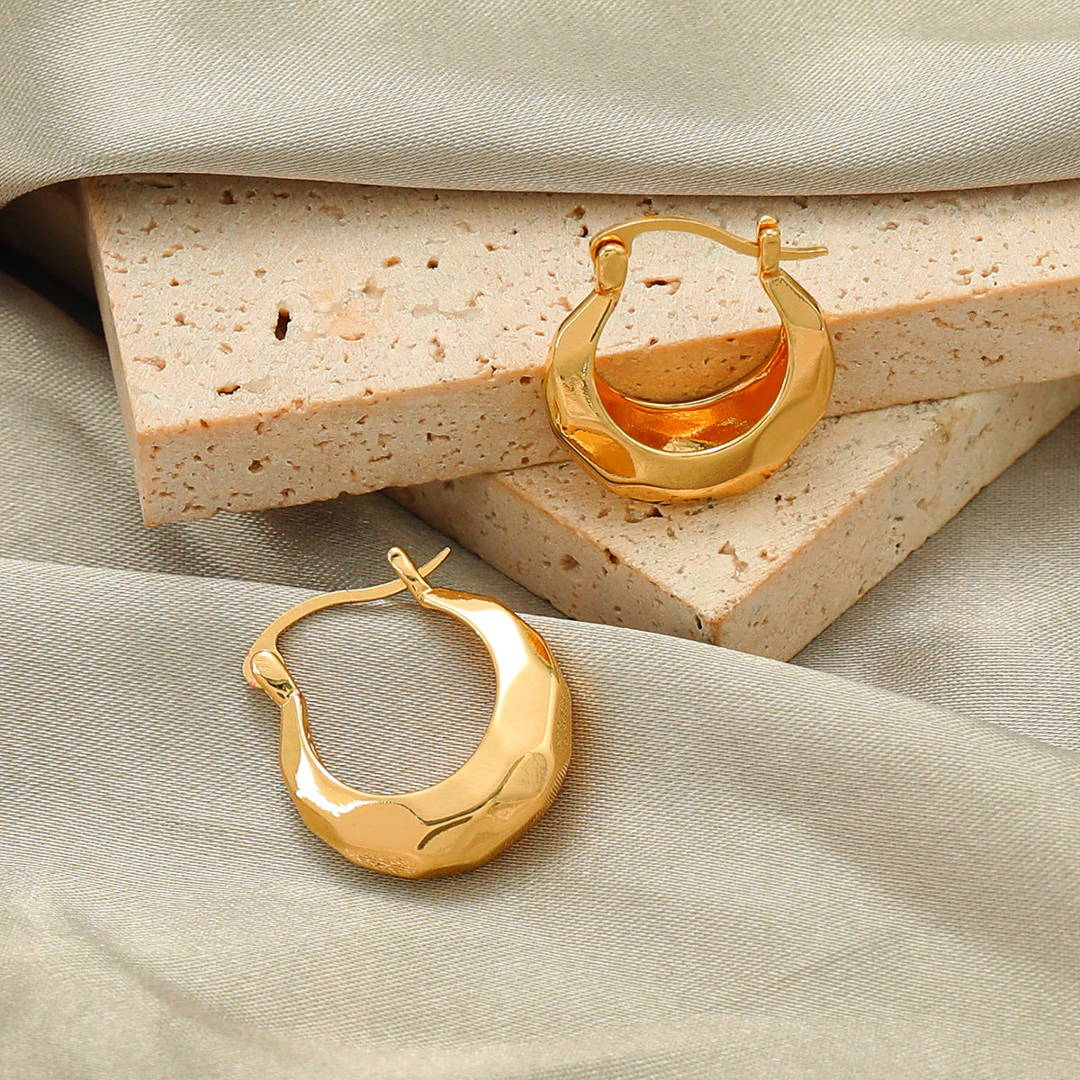 Gleaming Shaped Hoops Earring