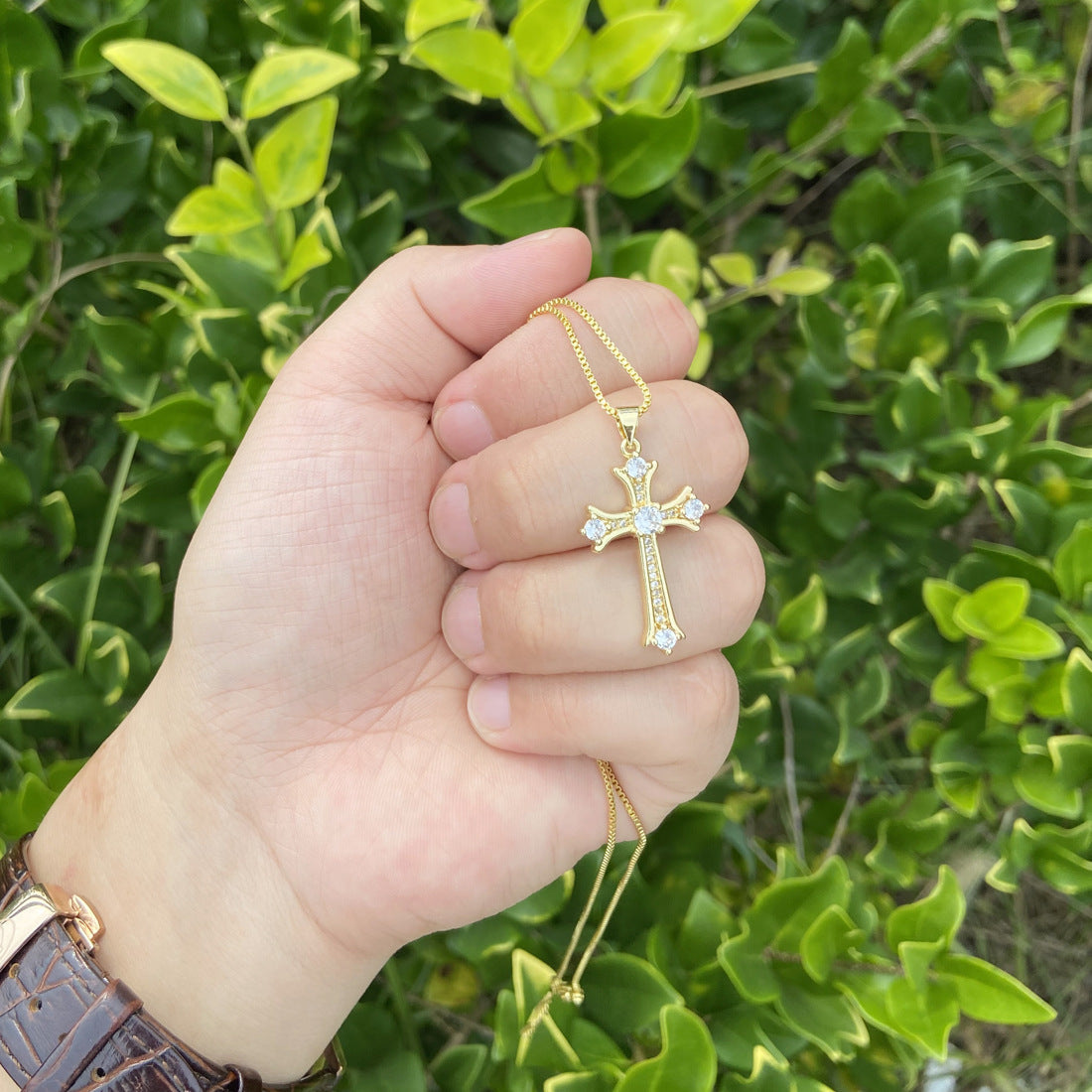 Golden Cross Grace Pendant Necklace