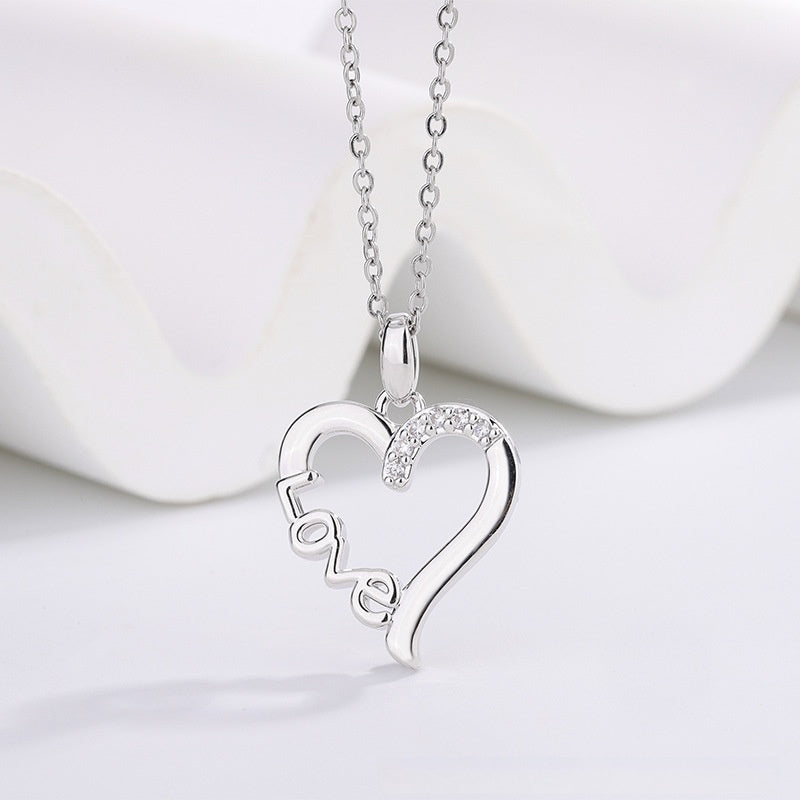 Silver Love Heart Pendant Necklace