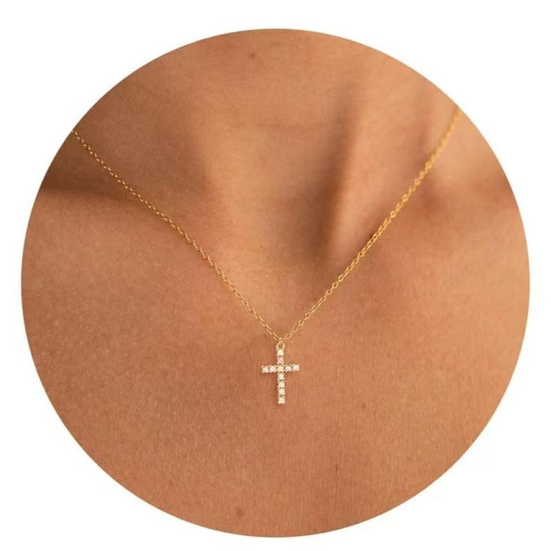 Diamond Cross Amulet Pendant Necklace