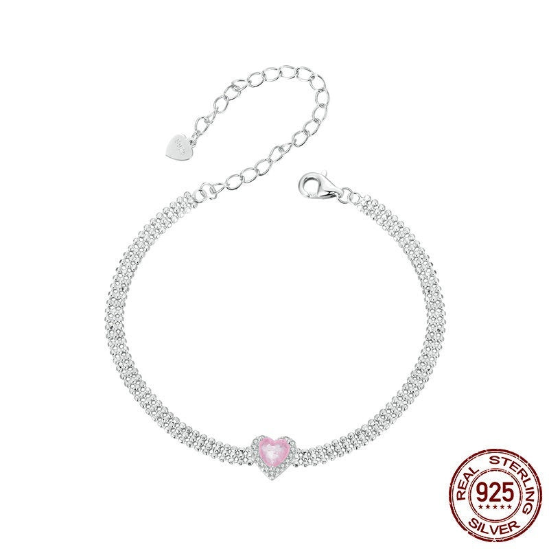 Sparkling Pink Love Heart Bracelet