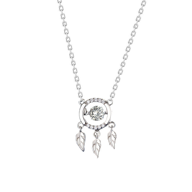 Sparkling Silver Feather Necklace