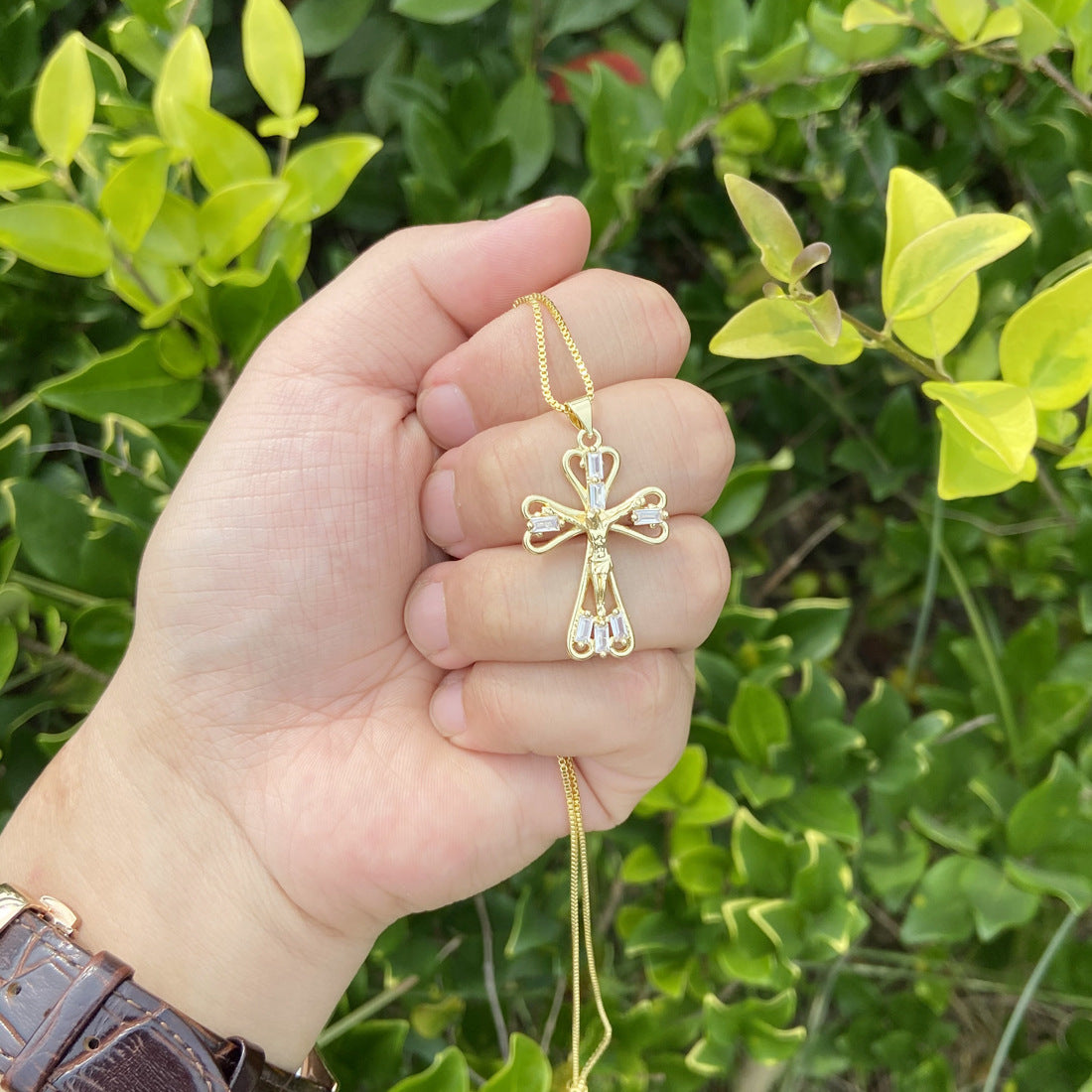 Golden Cross Grace Pendant Necklace