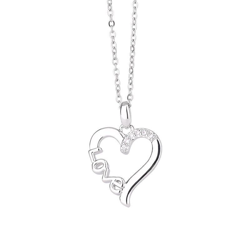 Silver Love Heart Pendant Necklace