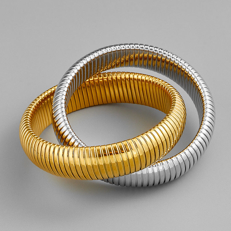 Golden Intertwined Snake Bone Bracelet